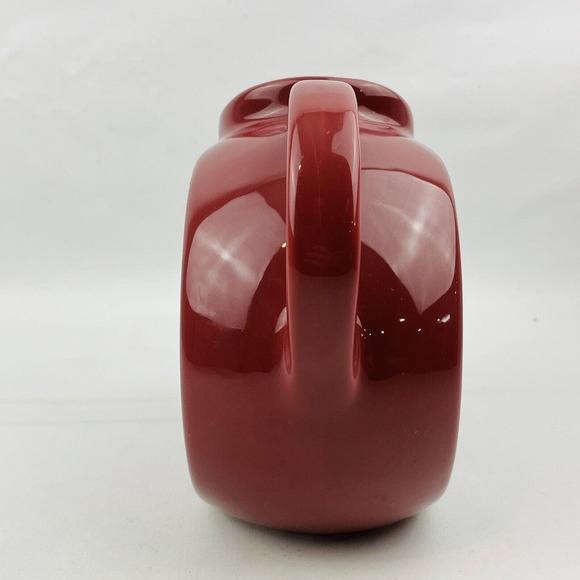 H.F. Coors Maroon Disc Pitcher #192 Coorsware Pottery Ice Lip Mid Century - Picture 4 of 11